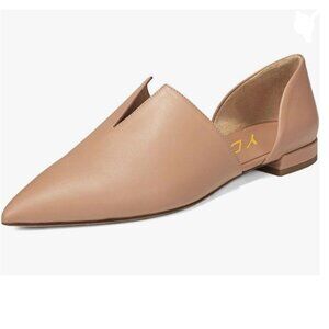 YDN Nude Pointed Toe D'Orsay V Cut Low Heels Slip On Office Dress Loafer Shoes